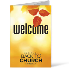 Back to Church Welcomes You Orange Leaves 