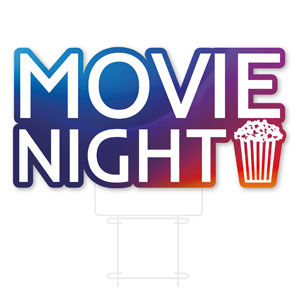 Glow Movie Night Die Cut Yard Sign