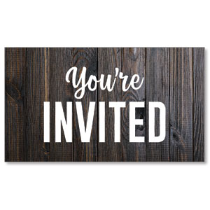 Dark Wood You're Invited 2" x 3.5" Flat Invite