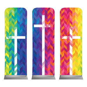 Bright Chevron Crosses 2' x 6' Sleeve Banner