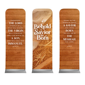 Behold A Savior Triptych 2' x 6' Sleeve Banner