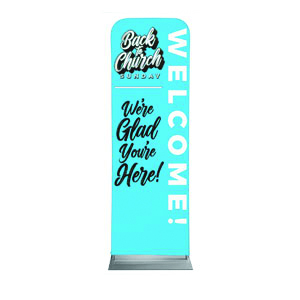 Back to Church Sunday Celebration Blue 2' x 6' Sleeve Banner