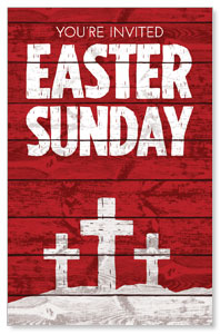 Easter Wood Red Medium InviteCards