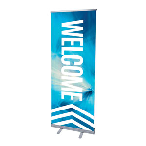 Chevron Welcome Blue 2'7" x 6'7"  Vinyl Banner