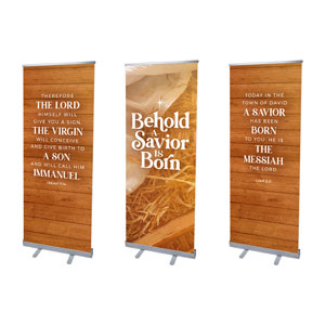 Behold A Savior Triptych 2'7" x 6'7"  Vinyl Banner