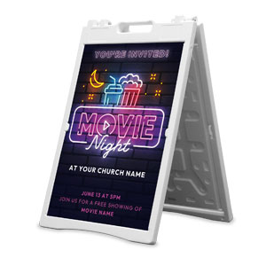 Neon Movie Night 2' x 3' Street Sign Banners