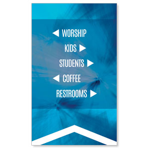 Chevron Welcome Blue Directional 3 x 5 Vinyl Banner