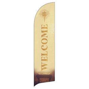 Christmas Gold Manger Flag Banner