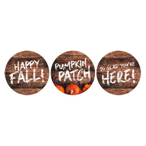 Pumpkin Patch Wood Grain Set Circle Handheld Signs