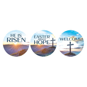 Sunrise Easter Brings Hope Set Circle Handheld Signs