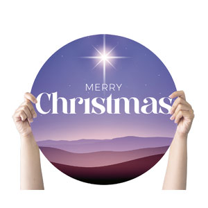 Advent Celebrate the Season Merry Christmas Circle Handheld Signs