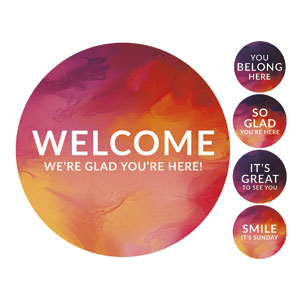 Vibrant Paint Greeter Set Circle Handheld Signs