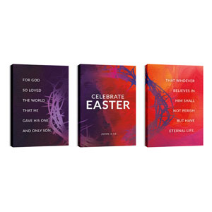 Vibrant Paint Easter Triptych 24in x 36in Canvas Prints