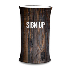 Dark Wood Sign Up Counter Sleeves Small Oval