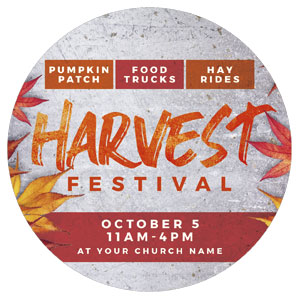 Harvest Festival Leaves Circle InviteCards 