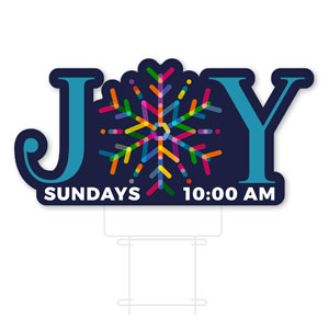 Joy Snowflake 10AM Die Cut Yard Sign