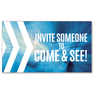 Chevron Blue Come And See Invite 2" x 3.5" Flat Invite