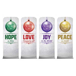 Silver Snow Advent Ornaments 2'7" x 6'7" Sleeve Banners