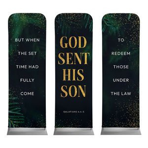 Green Pine Christmas Triptych 2' x 6' Sleeve Banner