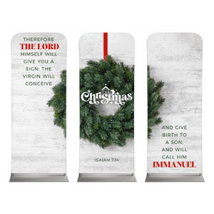 Christmas At Wreath Triptych 2'7" x 6'7" Sleeve Banners