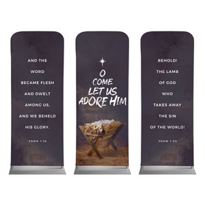 O Come Adore Manger Triptych 2'7" x 6'7" Sleeve Banners