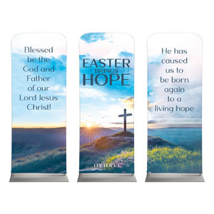 Sunrise Easter Brings Hope Triptych 2'7" x 6'7" Sleeve Banners