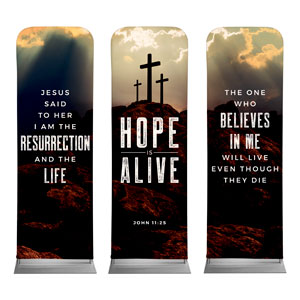 Hope Is Alive Crosses Triptych 2' x 6' Sleeve Banner