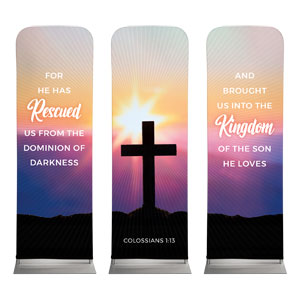 Hope Is Alive Sunrise Cross Triptych 2' x 6' Sleeve Banner