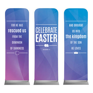 Bright Gradient Easter Triptych 2' x 6' Sleeve Banner