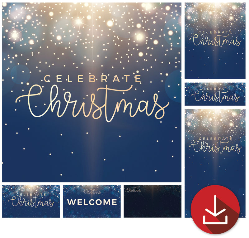Church Graphic Bundles, Christmas, Blue Sparkles Christmas