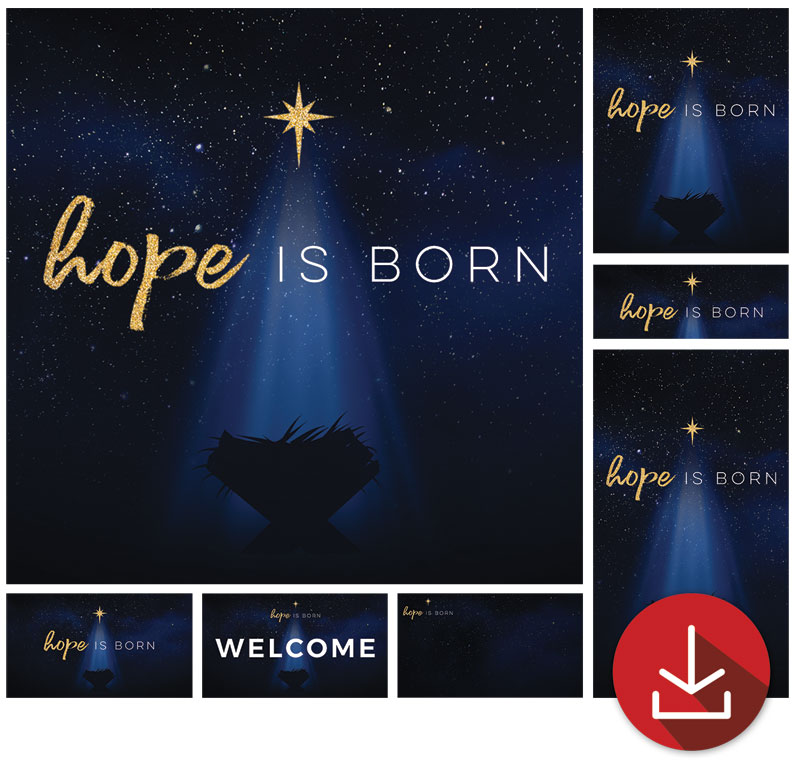 Church Graphic Bundles, Christmas, Christmas Star Hope is Born