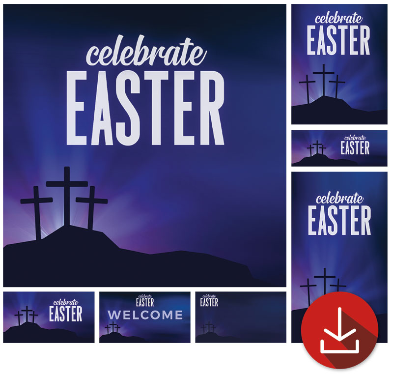 Church Graphic Bundles, Easter, Aurora Lights Celebrate Easter