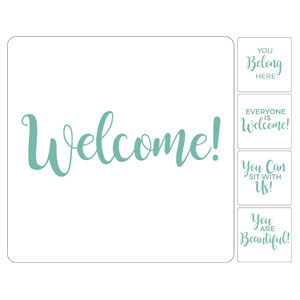 Turquoise Script Welcome Set Hand Held Square Handheld Signs