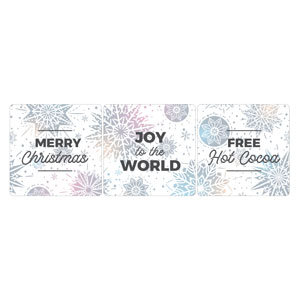 Foil Snowflake White Hand Held Set Square Handheld Signs