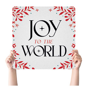 Christmas Joy To The World Square Handheld Signs