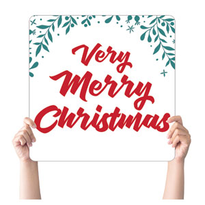 CMU Very Merry Christmas Square Handheld Signs