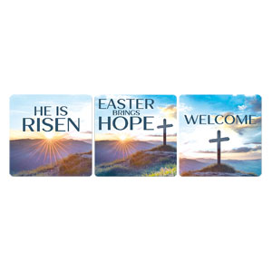 Sunrise Easter Brings Hope Set Square Handheld Signs