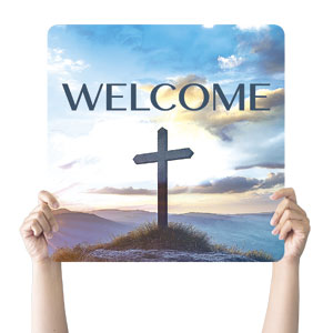 Sunrise Easter Brings Hope Welcome Square Handheld Signs