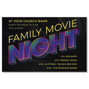 Family Movie Night Neon 4/4 ImpactCards