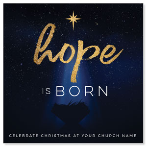 Christmas Star Hope is Born 3.75" x 3.75" Square InviteCards
