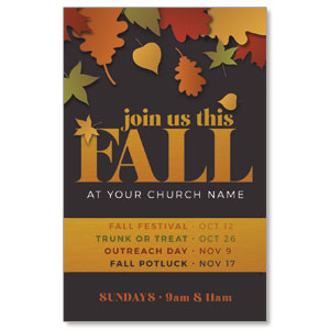 Join Us This Fall Leaves Medium InviteCards