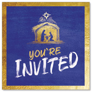 Joy to the World Nativity Invite 2.5" x 2.5" Small Square