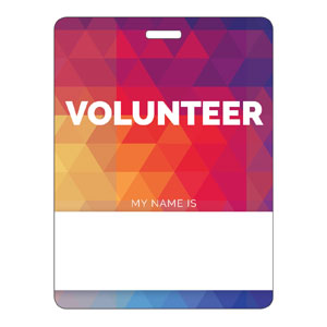 Geometric Bold Volunteer Name Badges