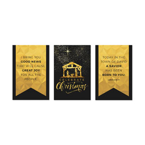 Black and Gold Nativity 23" x 34.5" Rigid Wall Art