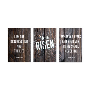 Dark Wood Easter At Triptych 23" x 34.5" Rigid Wall Art