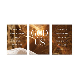 God With Us Manger Gold Triptych 23" x 34.5" Rigid Wall Art