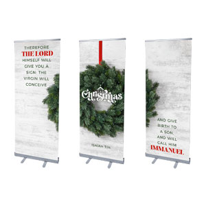 Christmas At Wreath Triptych 2'7" x 6'7"  Vinyl Banner