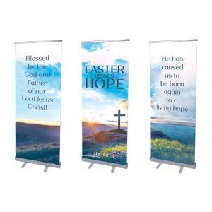 Sunrise Easter Brings Hope Triptych 2'7" x 6'7"  Vinyl Banner