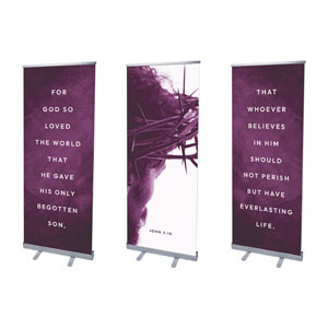 No Greater Love Crown Triptych 2'7" x 6'7"  Vinyl Banner