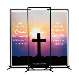 Hope Is Alive Sunrise Cross Triptych 2' x 6' Banner